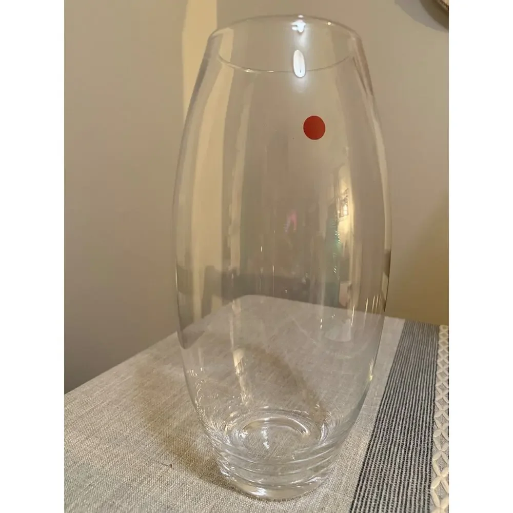 🏺Handcrafted Polish Art Glass Vase Clear Modern Minimalist 11.75” Tall